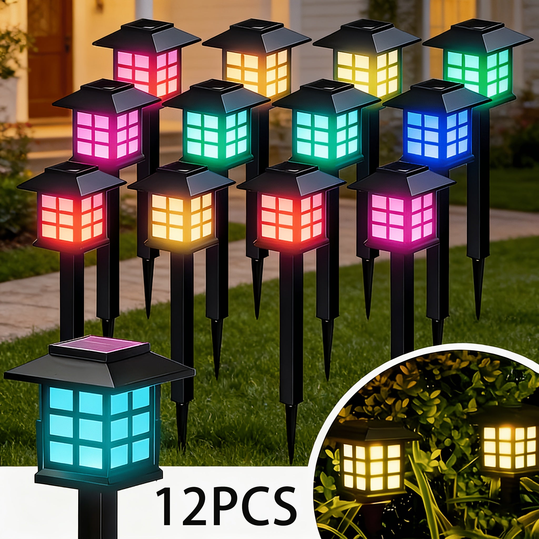 24/12-Piece Solar Outdoor Light, IP44 Street Light, LED Landscape Lighting Garden Light, Suitable for Sidewalk, Driveway, Courtyard and Lawn - Warm Light, 12-Piece Pack. Thanksgiving, Christmas and New Year Gift Decoration.