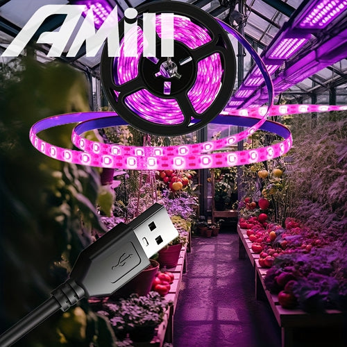 118.11 Inch LED Plant Light Strip, USB 5V 2835 Full Spectrum Grow Light Strip, Supplemental Light for Vegetables, Flowers and Succulents, Boost Plant Photosynthesis, Easy to Install and Operate