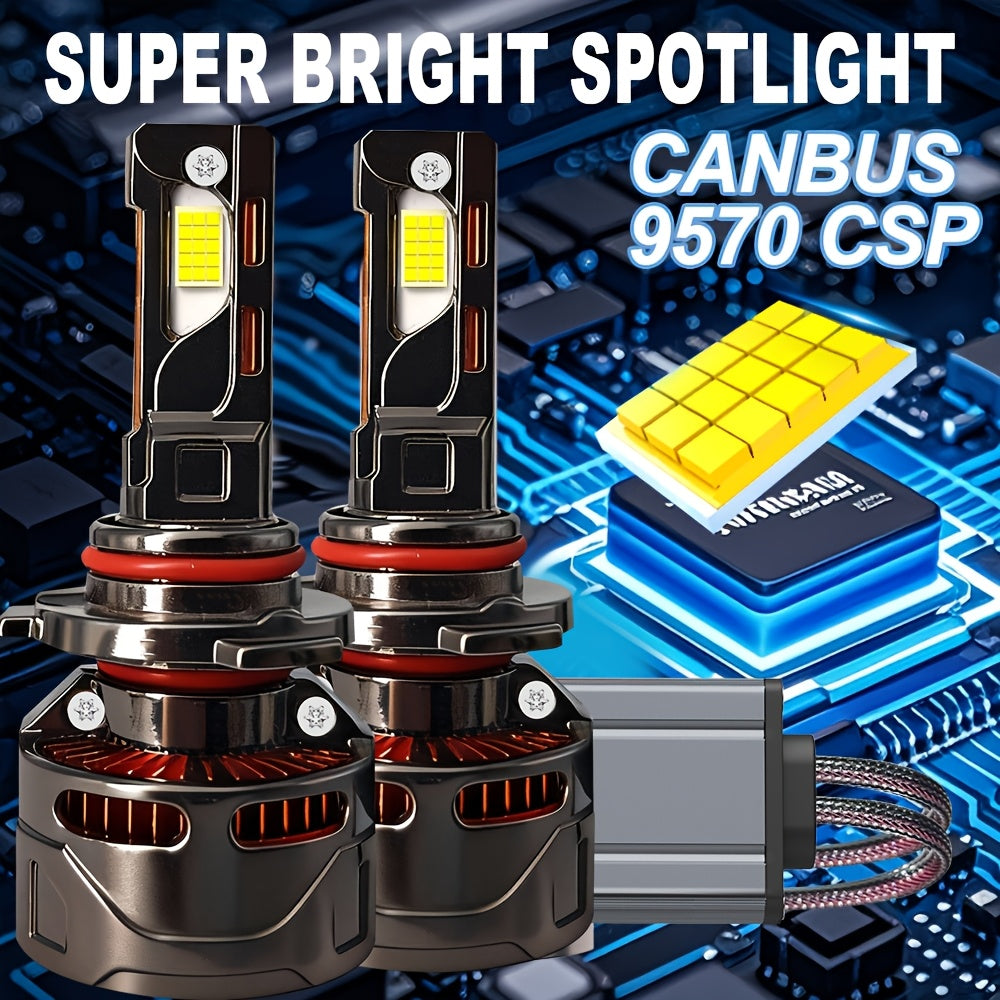 2 Pcs LED Car Headlight Bulbs, 4/9003/HB2 H7 H11/H9/H8 9005/HB3 9006/HB4 9012/HIR2 H1, LED Light 12V Universal, 58000 Lumens, 9570 CSP Chip, for Motor Vehicles, No Battery Needed - B28