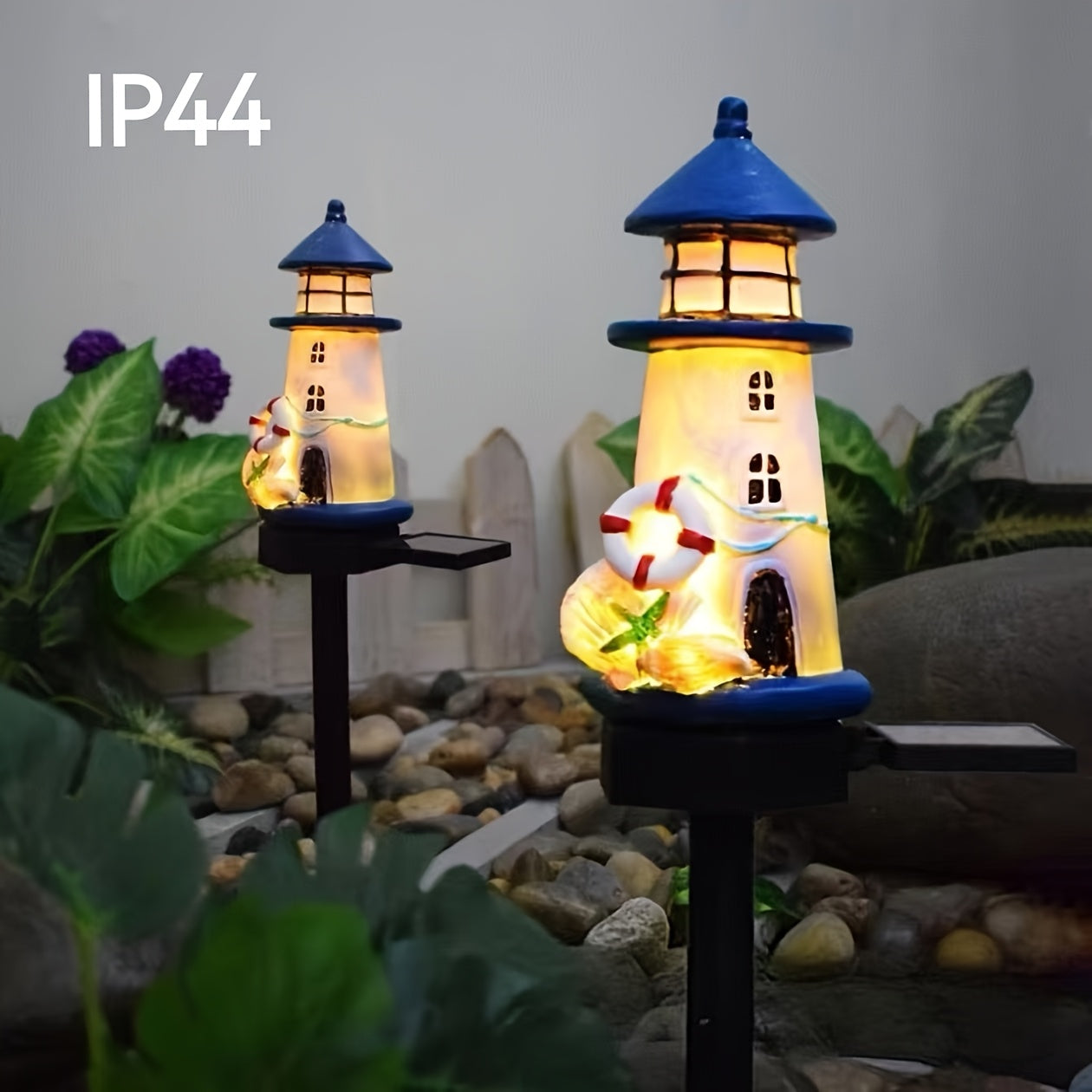 Solar Resin Lighthouse LED Outdoor Lighting Decorative Landscape Light Solar Garden Light Lawn Light Perfect for Courtyard Garden Lawn Festival Decoration