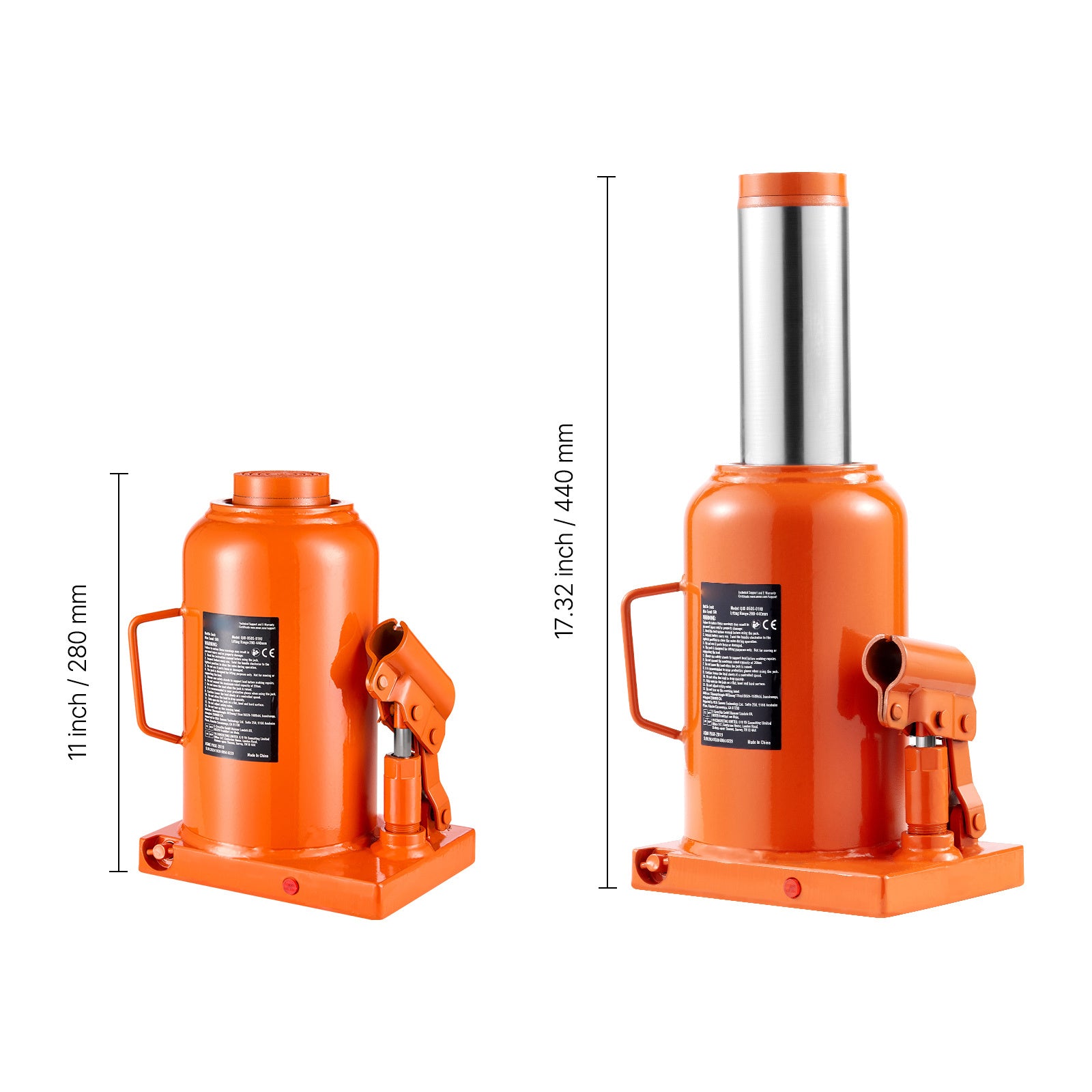 VEVOR Hydraulic Bottle Jack – 20 or 50 Ton Heavy-Duty Lifting Jack, Manual & Pneumatic Dual-Mode High-Lift Jack for Cars, Trucks, SUVs, RVs, Auto Repair Shops