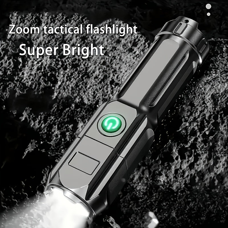 1PC Rechargeable LED Flashlight, Portable Mini Type-C Charging Port, 3 Lighting Modes, Telescopic Focus Adjustable, Outdoor Emergency Light for Hiking Camping Work Cycling