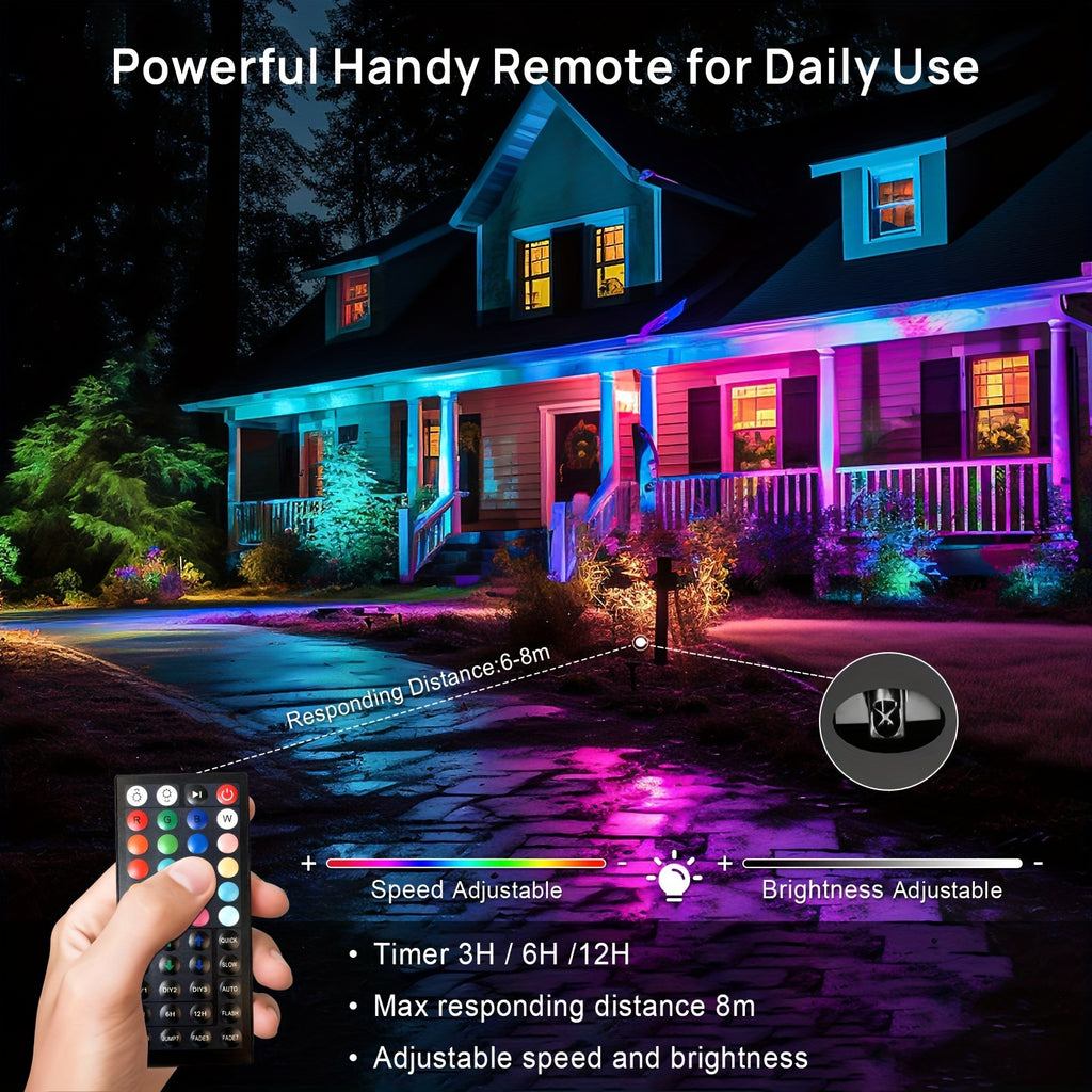 25W RGB Color Changing LED Flood Light, Indoor Outdoor, Halloween Party, Outdoor Landscape, Lighting, Light Pole, Wall Light, LED Stage Light, 1/2/4/6-Pack