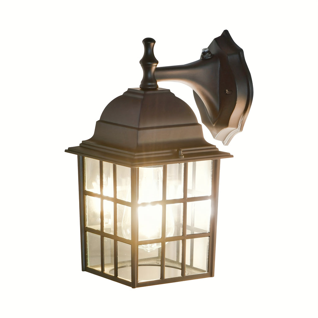 One-Piece Dusk to Dawn Sensor Light Fixture Outdoor Wall Light Wall Mount Modern Matte Black Front Porch Light with Clear Glass (Bulb Not Included)