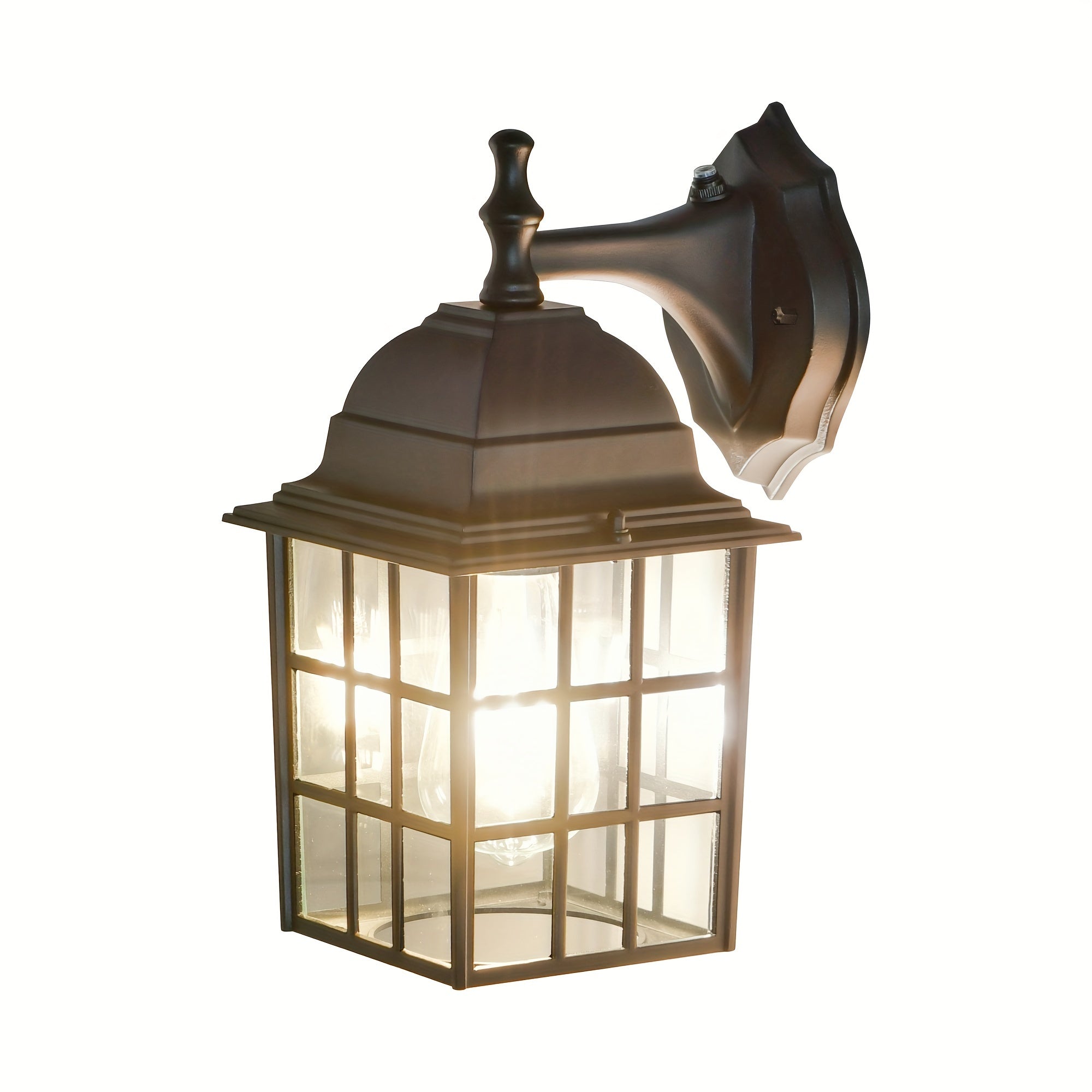 One-Piece Dusk to Dawn Sensor Light Fixture Outdoor Wall Light Wall Mount Modern Matte Black Front Porch Light with Clear Glass (Bulb Not Included)