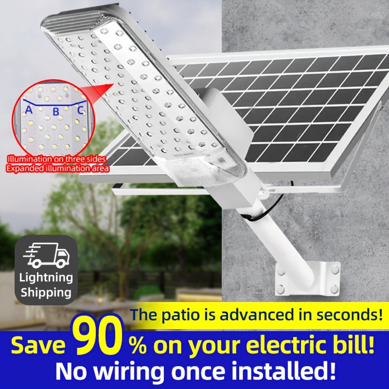 Super Bright LED Curved Solar Street Light, 6500K Solar Road Lighting with Remote Control, Perfect for Outdoor Commercial Parking Lots and Road Lighting