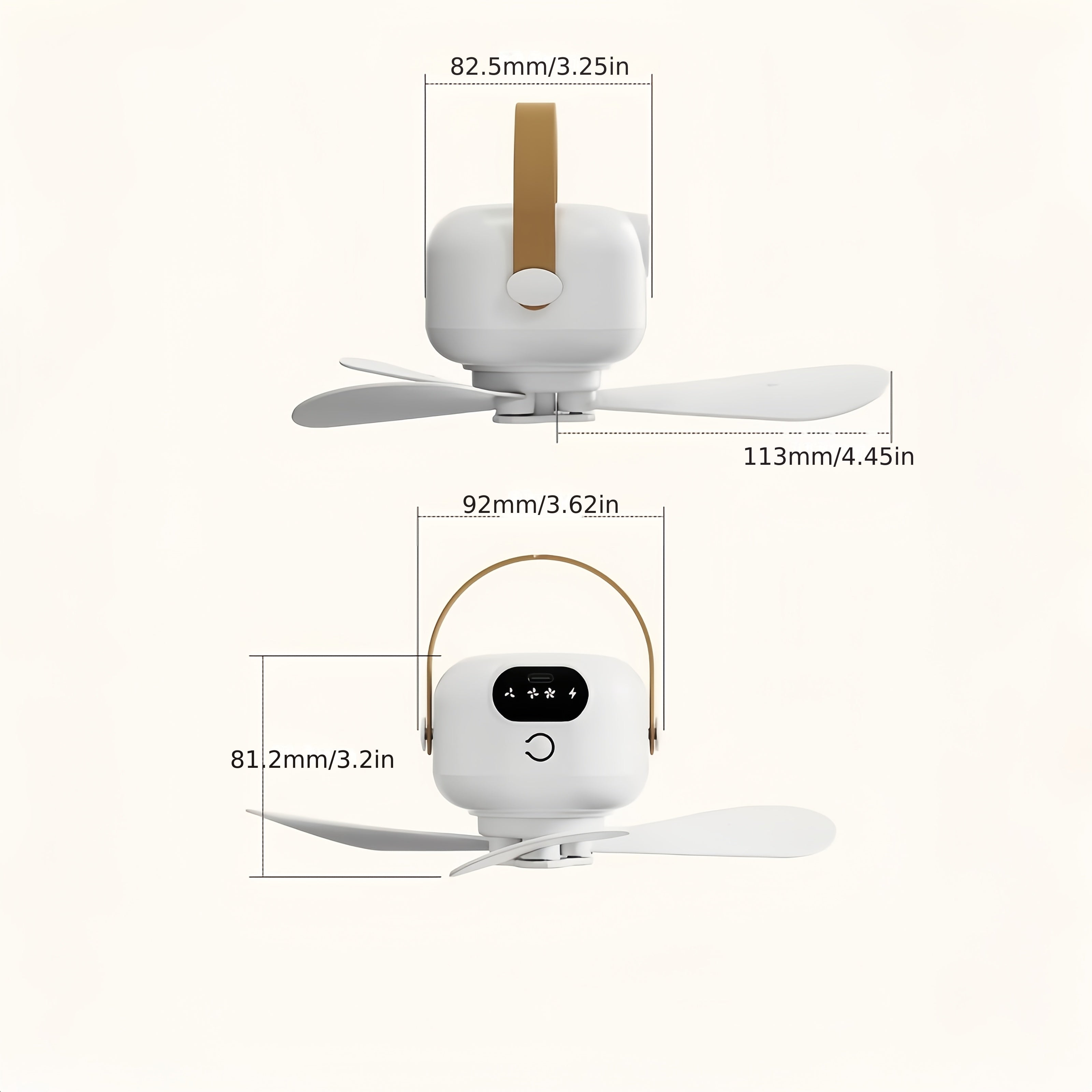 Smart Remote Control Ceiling Fan, Suitable for Dormitory, Camping, Outdoor, Type-C Charging, Built-in Battery
