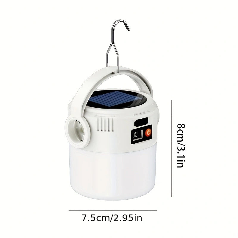 1 set solar camping light, foldable LED spotlight, portable lighting lamp, home emergency light, outdoor camping light, solar camping light, LED bulb light, solar dual charging, compact design, maximum brightness 500 lumens