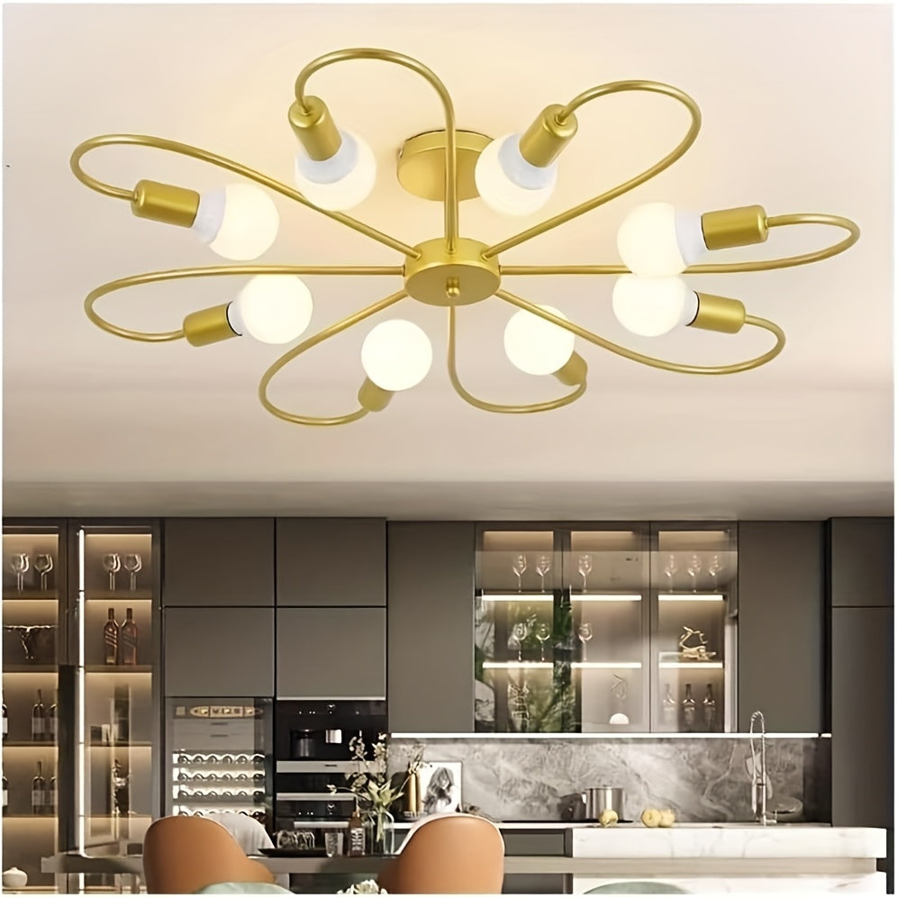 Modern Black Floral Ceiling Light, Perfect for Kitchen, Dining Room, Hallway, Bedroom, Café, Restaurant, and Any Space You Like (Bulb Not Included)