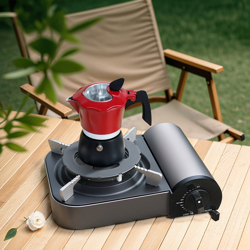 Universal 12-Tab Cast Iron Pot Stand Ring, Compatible with Gas Stoves, Portable Stoves, Moka Pots – Outdoor Camping Cooking Support, Rust-Proof Coating, Diameter 5.3 Inches / 13.5 cm/