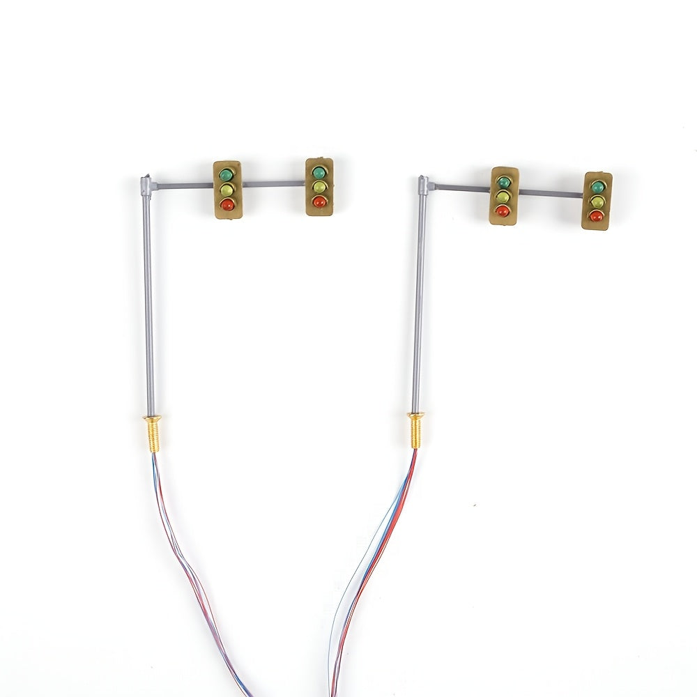 1 Set N Scale Traffic Light & Crosswalk Model, LED Pedestrian Street Signal Light, Railway & Train Layout Accessories
