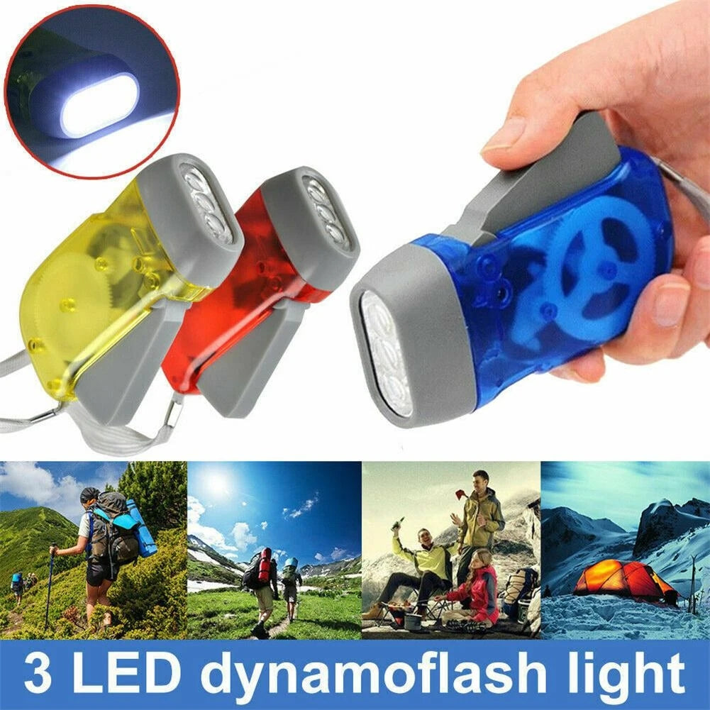 Portable Outdoor Lighting with Bright & Steady Hand-Crank Flashlight, Perfect for Camping and Tents