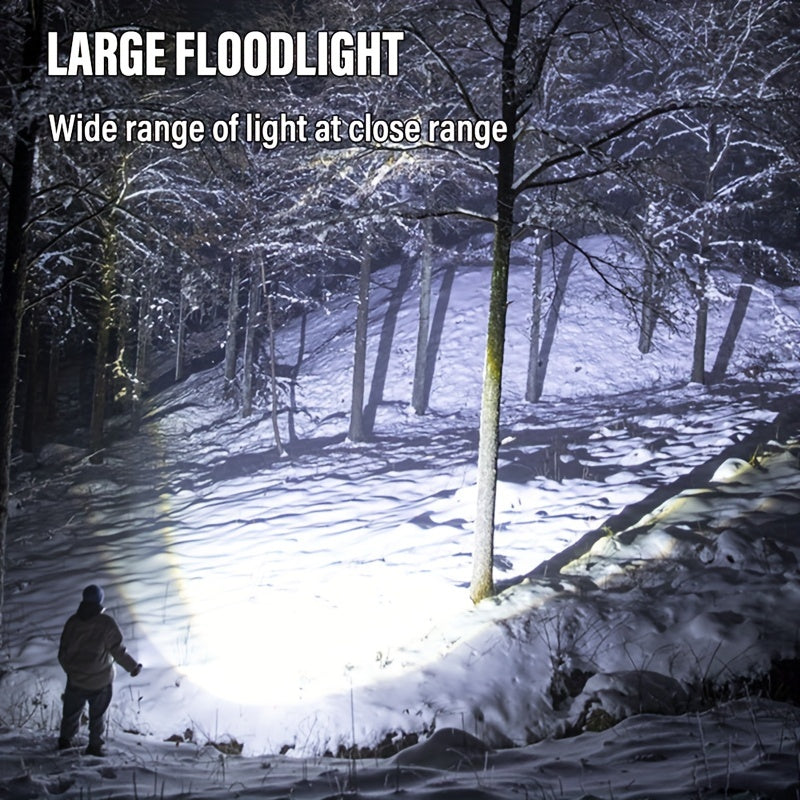 1 rechargeable spotlight flashlight, bright searchlight with 6 modes and 3 color filters, LED spotlight outdoor handheld flashlight comes with USB cable, for boating, hunting, camping, home lighting