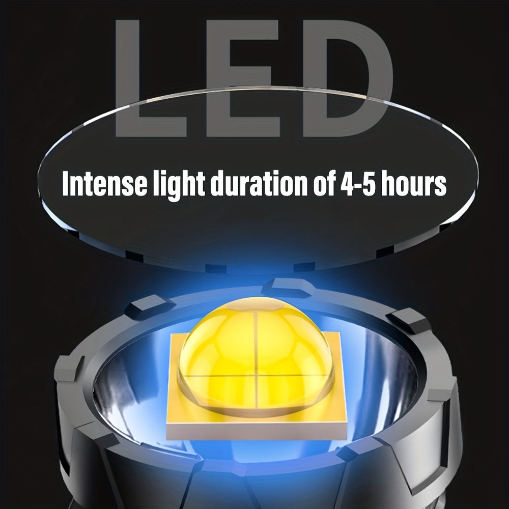 1 rechargeable spotlight flashlight, bright searchlight with 6 modes and 3 color filters, LED spotlight outdoor handheld flashlight comes with USB cable, for boating, hunting, camping, home lighting