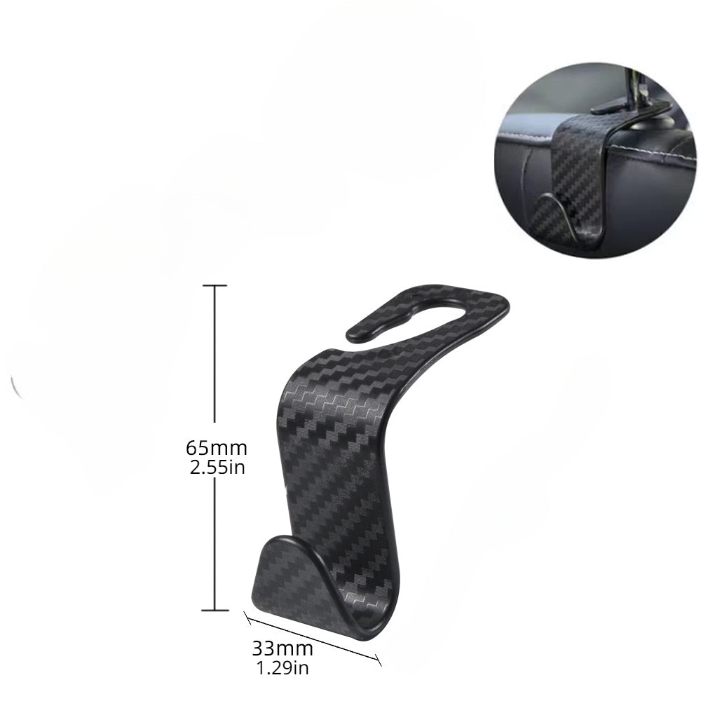 4/8-Pack Carbon Fiber Car Seat Headrest Hook, Rear Seat Storage Hanger for Hanging Storage of Handbags, Purses, Clothes & Coats