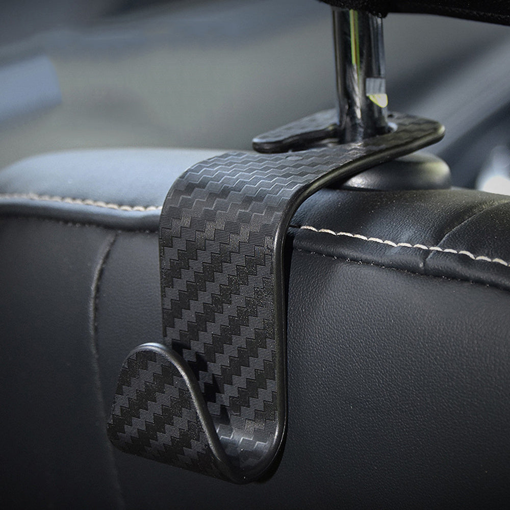 4/8-Pack Carbon Fiber Car Seat Headrest Hook, Rear Seat Storage Hanger for Hanging Storage of Handbags, Purses, Clothes & Coats