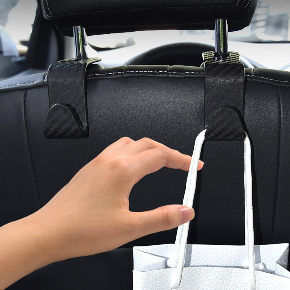 4/8-Pack Carbon Fiber Car Seat Headrest Hook, Rear Seat Storage Hanger for Hanging Storage of Handbags, Purses, Clothes & Coats