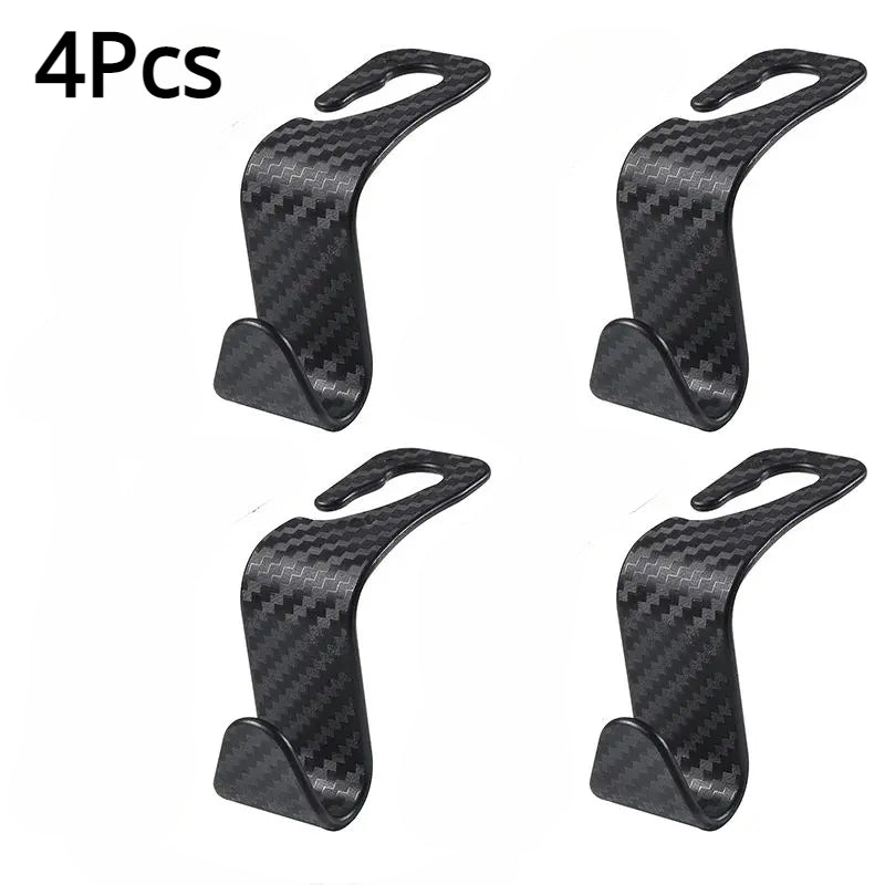 4/8-Pack Carbon Fiber Car Seat Headrest Hook, Rear Seat Storage Hanger for Hanging Storage of Handbags, Purses, Clothes & Coats