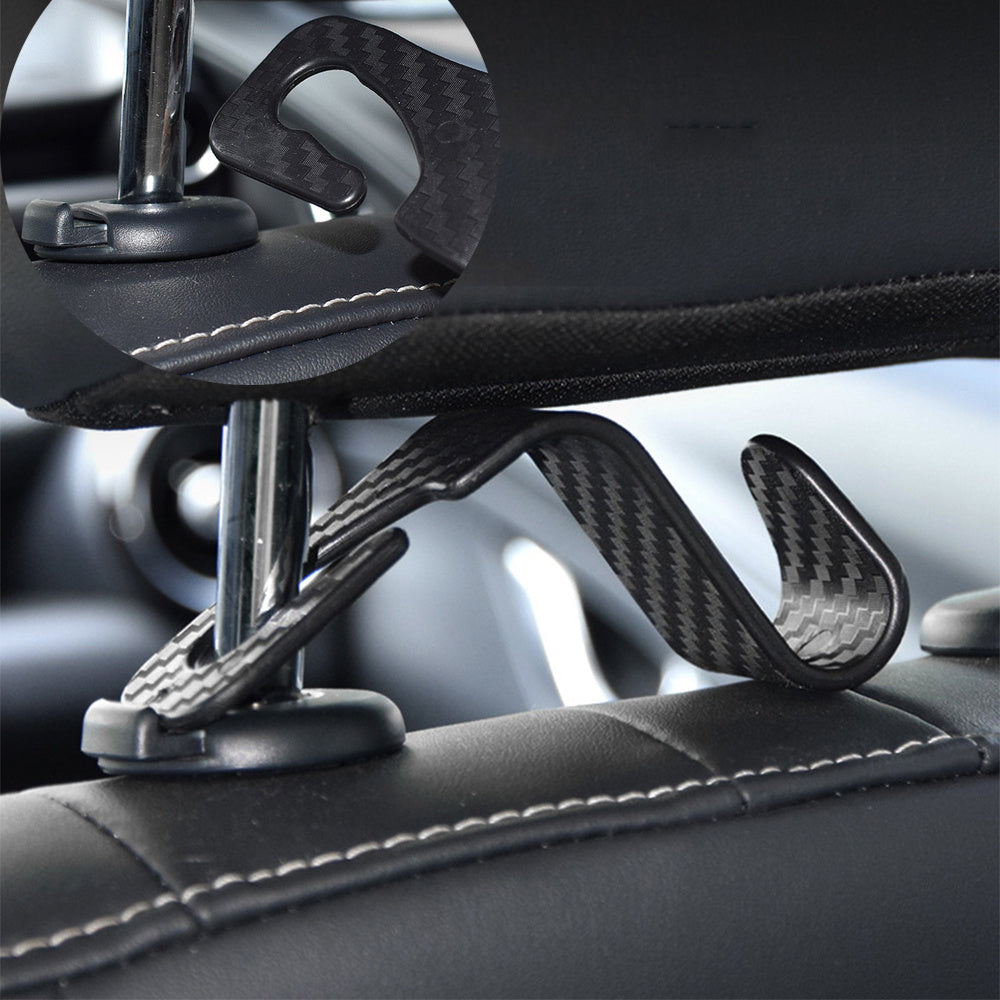 4/8-Pack Carbon Fiber Car Seat Headrest Hook, Rear Seat Storage Hanger for Hanging Storage of Handbags, Purses, Clothes & Coats