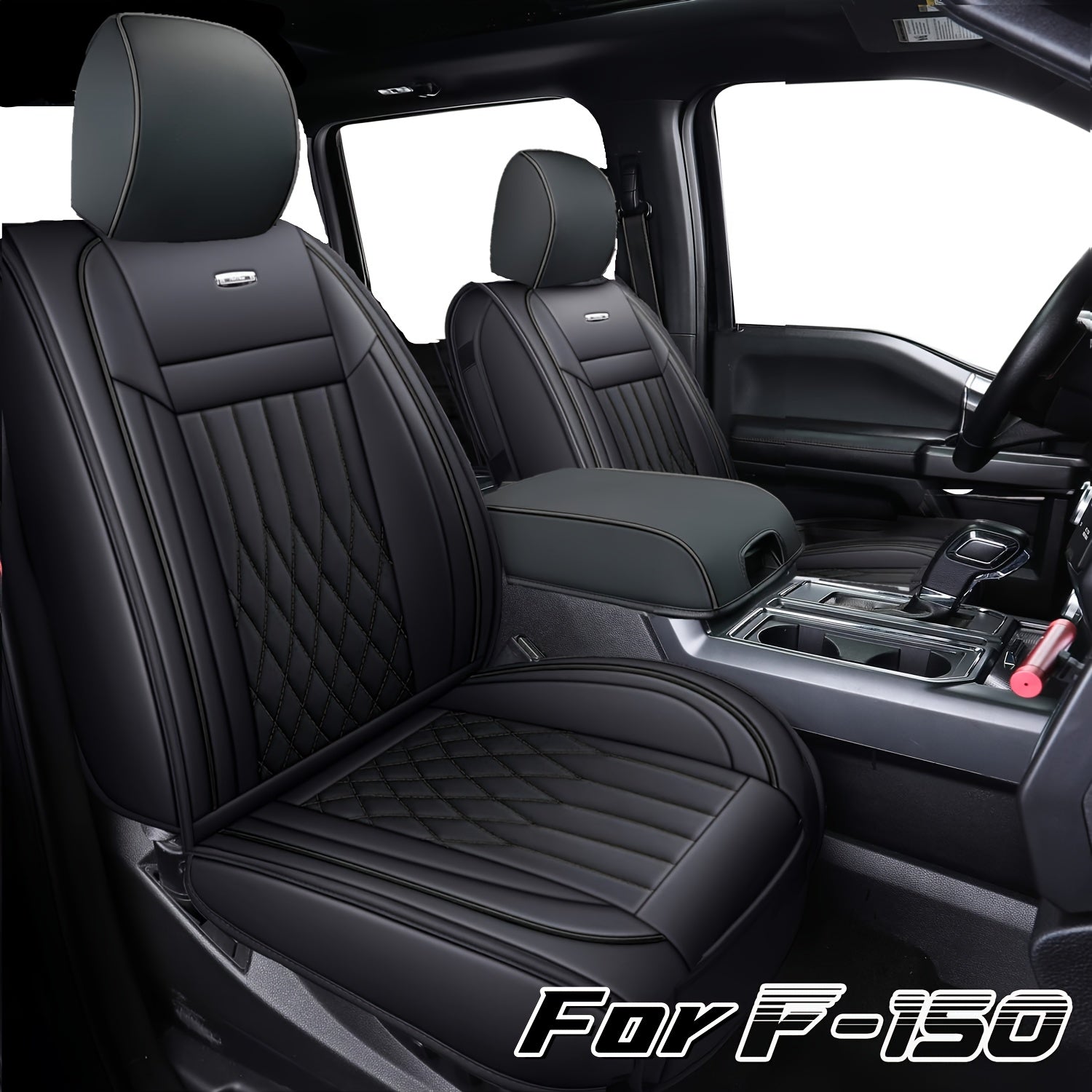Full Set Seat Covers for Ford F150, Fits 2015-2025 Ford F150 and 2017-2025 Ford F250, F350, F450, Waterproof Artificial Leather