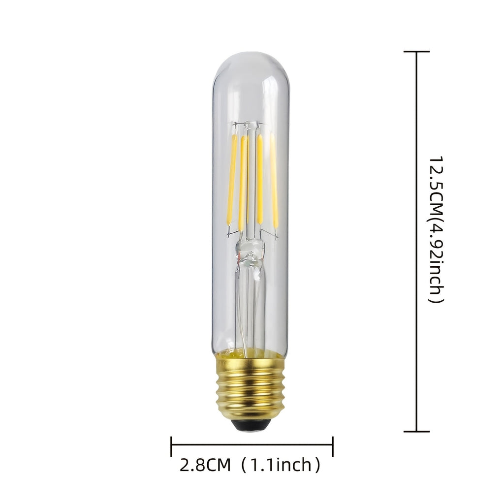 2PCS, decorative Edison LED filament bulb, T28 tubular LED bulb 120V 4W E26 base 4000K neutral white light clear glass bulb non-dimmable, test tube bulb