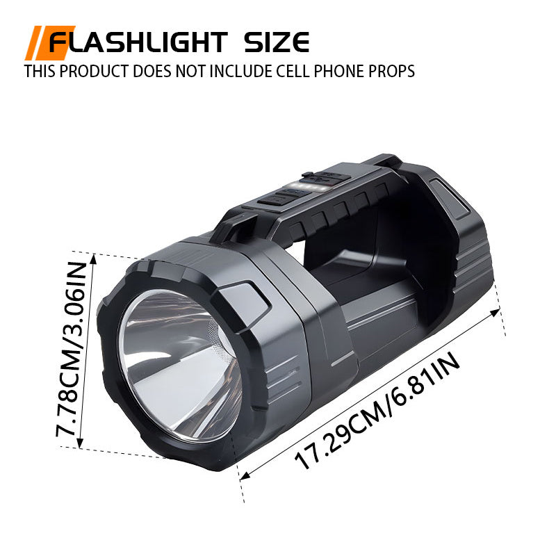 1pc MACROCOSM Solar/USB Rechargeable Spotlight, Battery Level Indicator & USB Output Port, LED Flashlight, 6 Modes Portable Torch with Side Light, Ideal for Camping, Emergency, Outdoor - Handheld Searchlight