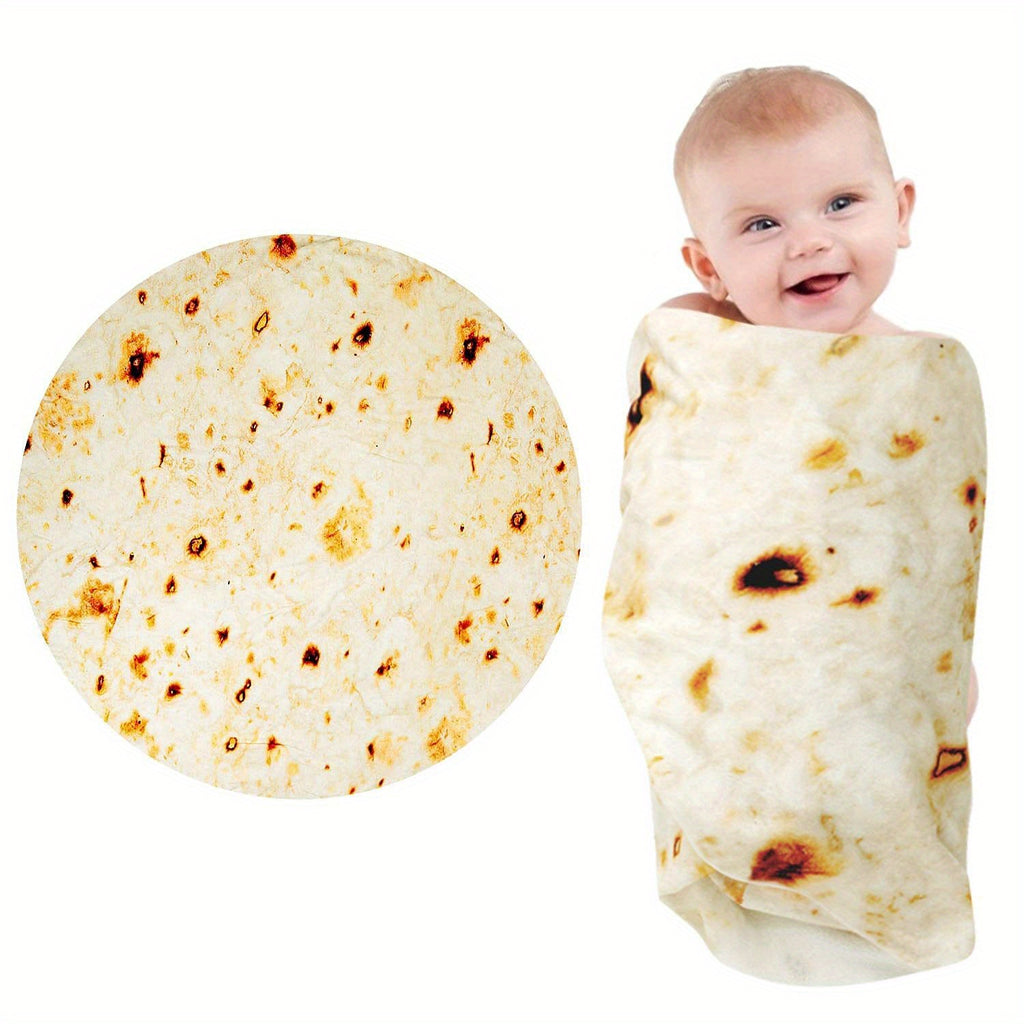 Tortilla 婴儿毛毯，婴儿 Tortilla 襁褓毯，Tortilla 婴儿毛毯 Taco 毯子，适用于新生幼犬猫，285 GSM 柔软法兰绒可穿戴裹毯有趣的迎婴派对礼物...
