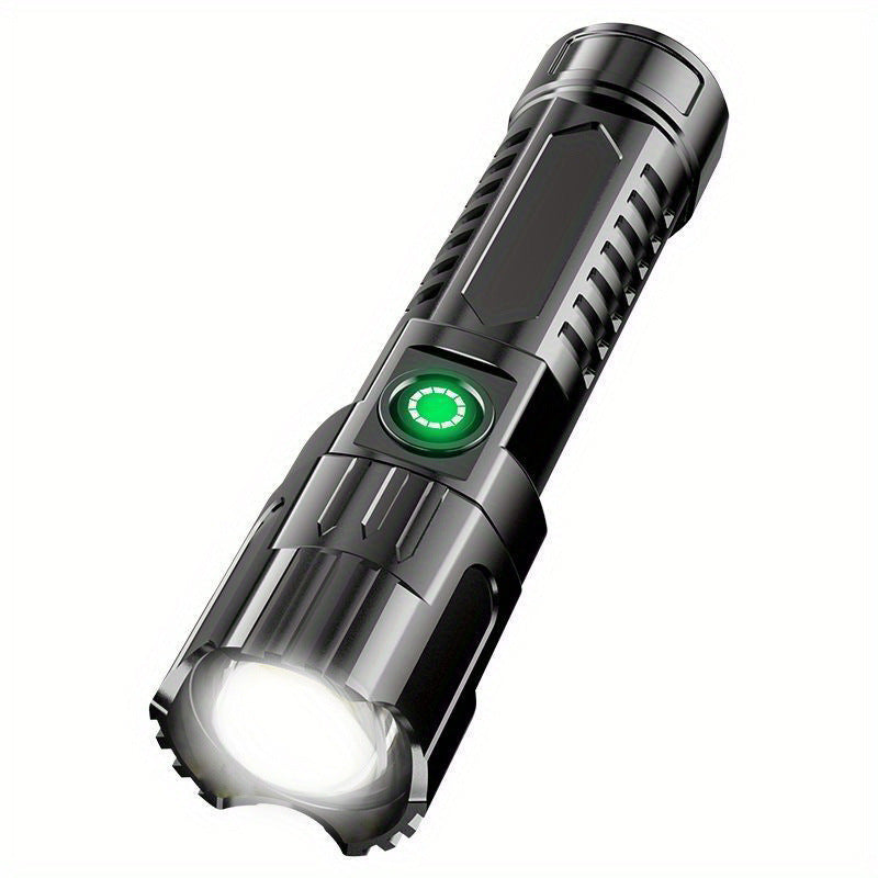BaiHuBri Super Bright Flashlight, USB Rechargeable Telescopic Zoom Wide Beam, Handheld Adjustable Light Spot, 150 Lumen 200M Range, Emergency Backup Camping Gear, Essential for Home Emergency