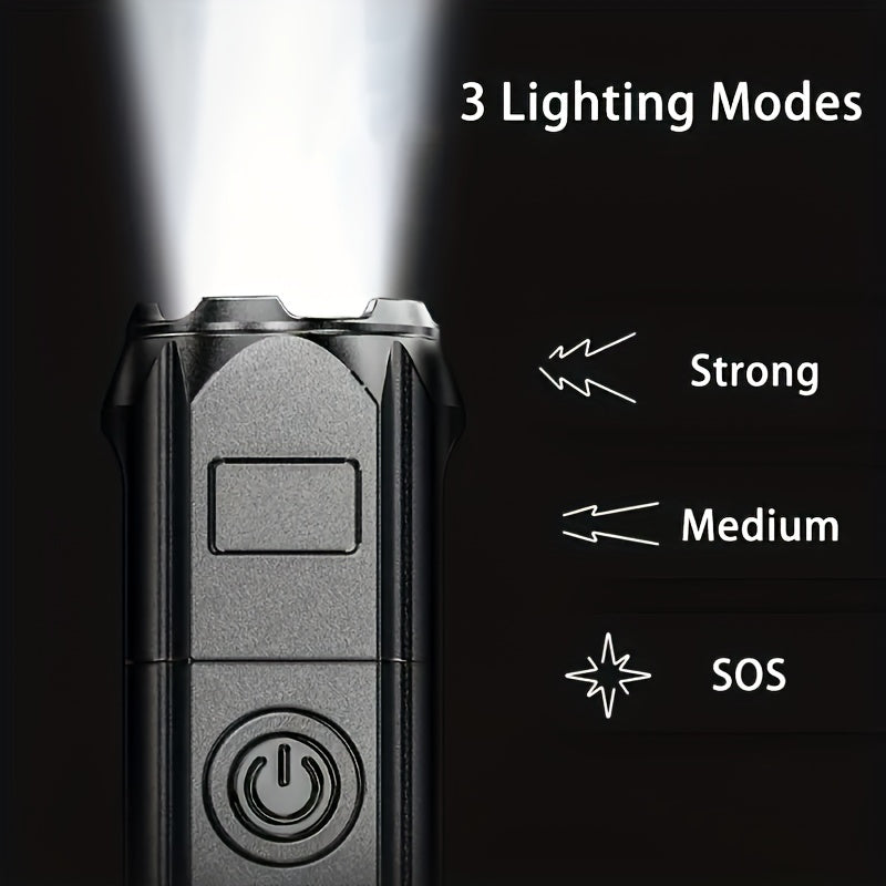 ANYICE 1 Piece 400mAh/800mAh Ultra-Bright Zoomable Flashlight, Compact, Rechargeable Long-Distance IPX4 Durable LED Light, Adjustable Zoom Light for Outdoor & Home Use