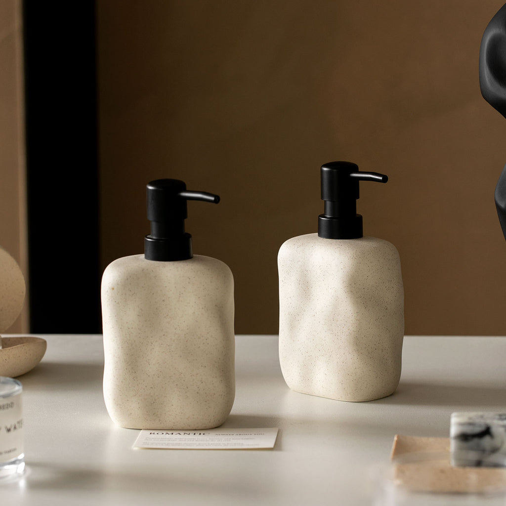 Wabi-Sabi Ceramic Refillable Bottle - Minimalist High-End Japanese Bathroom Bottle, Sand Color, for Hand Soap, Shampoo, Lotion, etc. Aesthetic & Practical Gift for Christmas for Lover & Friend – Elevate Your Space & Lifestyle