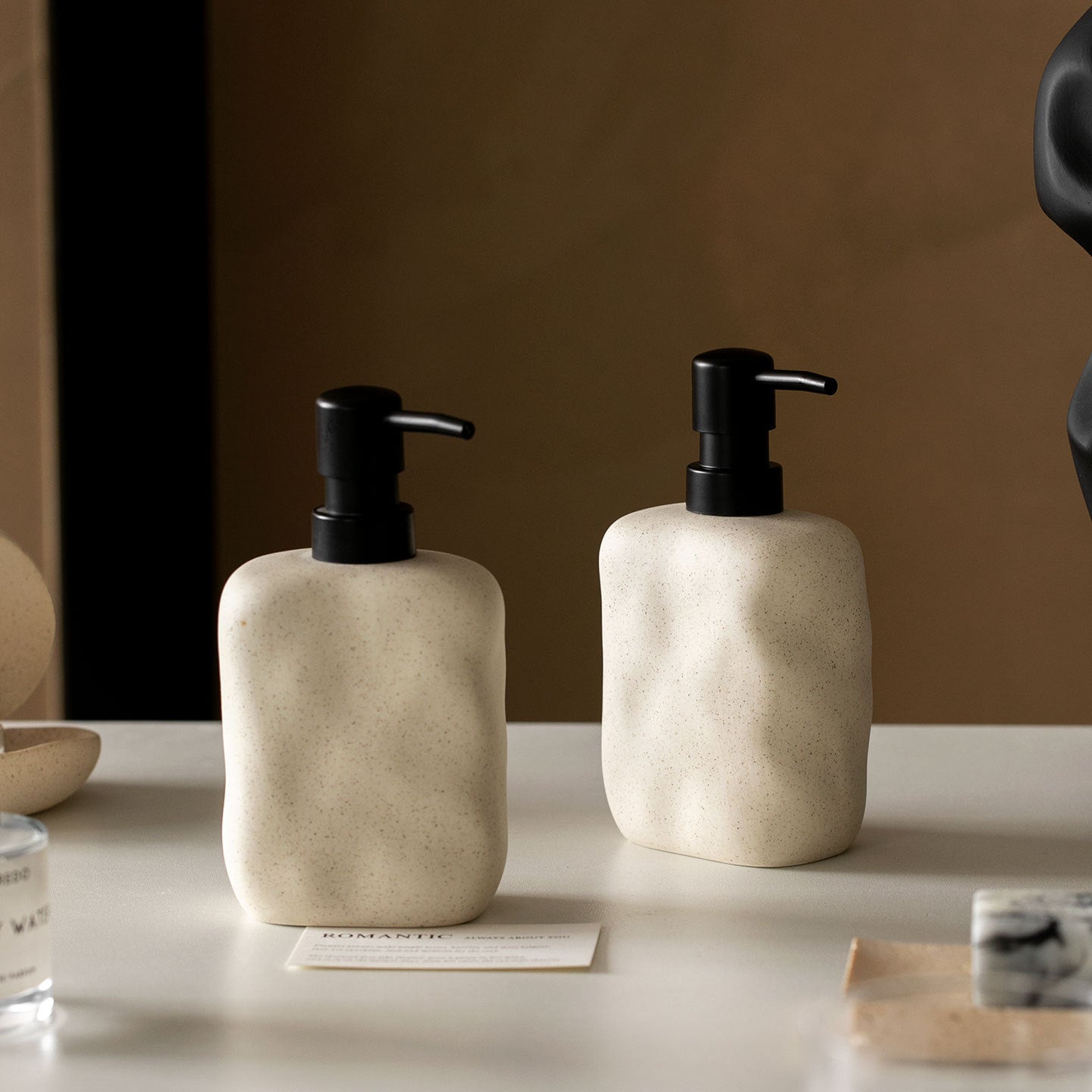 Wabi-Sabi Ceramic Refillable Bottle - Minimalist High-End Japanese Bathroom Bottle, Sand Color, for Hand Soap, Shampoo, Lotion, etc. Aesthetic & Practical Gift for Christmas for Lover & Friend – Elevate Your Space & Lifestyle