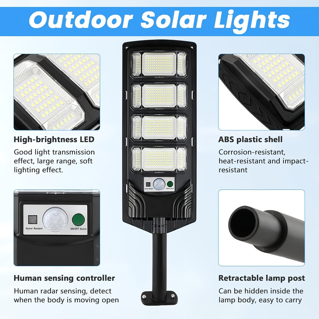 2 Pack Outdoor Solar Light, Home Backyard Dusk-to-Dawn Floodlight, with Wide Angle Motion Sensor, Remote Control, Solar Wall Light, Perfect for Commercial Courtyards, Gardens, Villas, Shop Entrances, Plazas, Sports Fields