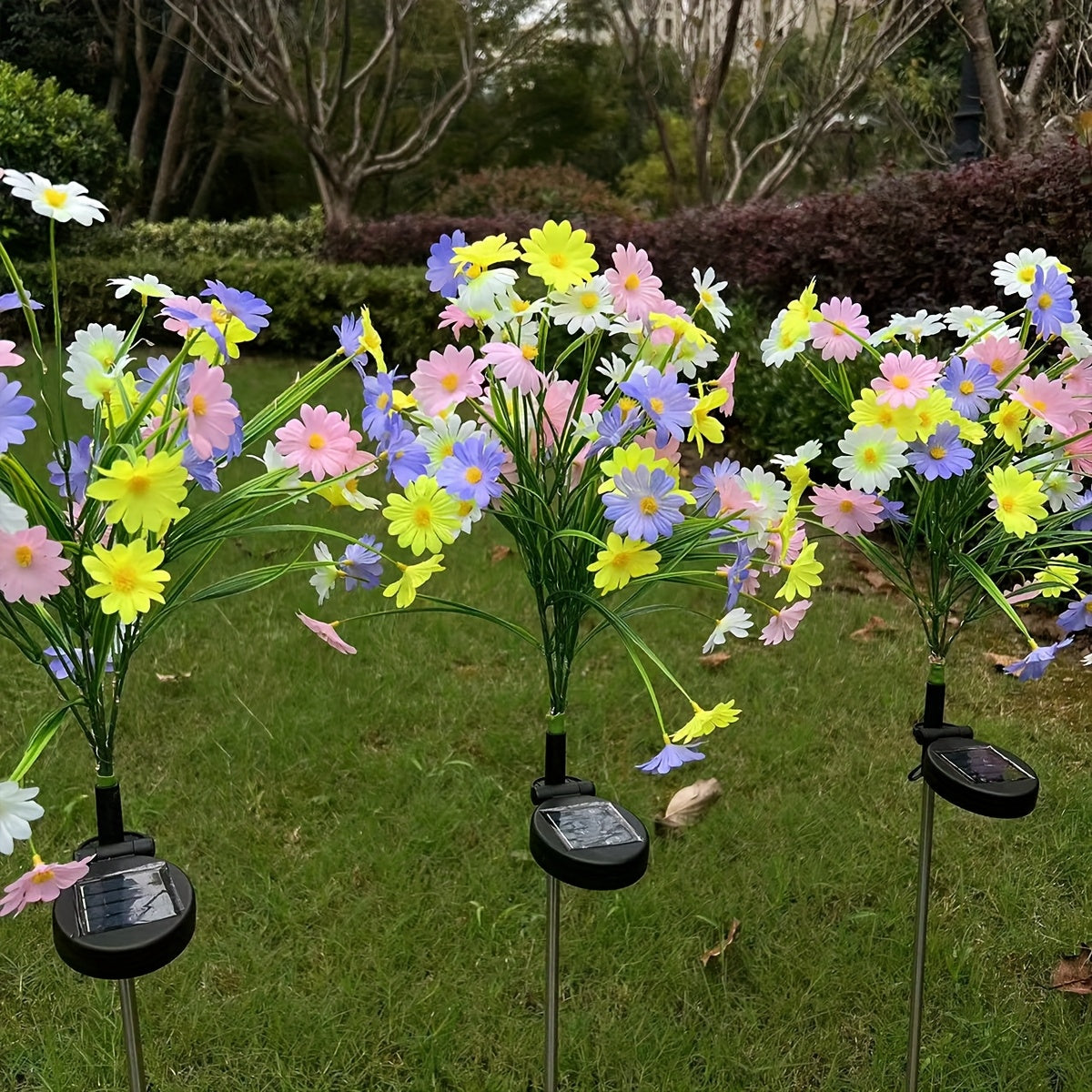 1-Piece Solar Small Wild Chrysanthemum Ground Light, Suitable for Outdoor Garden Landscaping, Perfect for Courtyard Fence and Patio Lawn Decoration