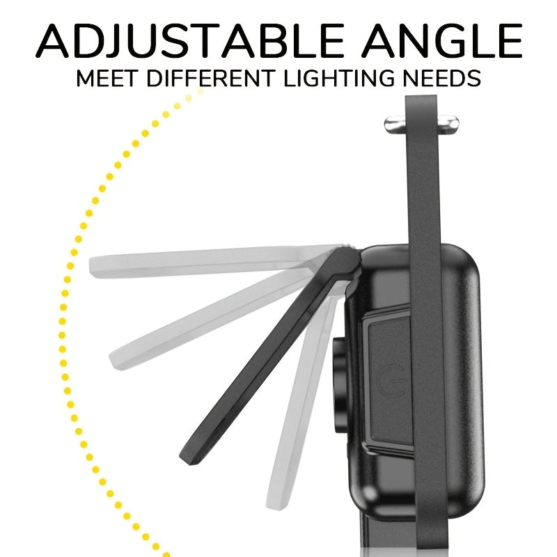 1 Mini COB Hands-Free Flashlight, USB Rechargeable Keychain Light, Portable High-Brightness Mini Floodlight, Repair Light, Multi-Functional Work Light, Adjustable Angle Flashlight, Ideal for Camping, Fishing & Hiking