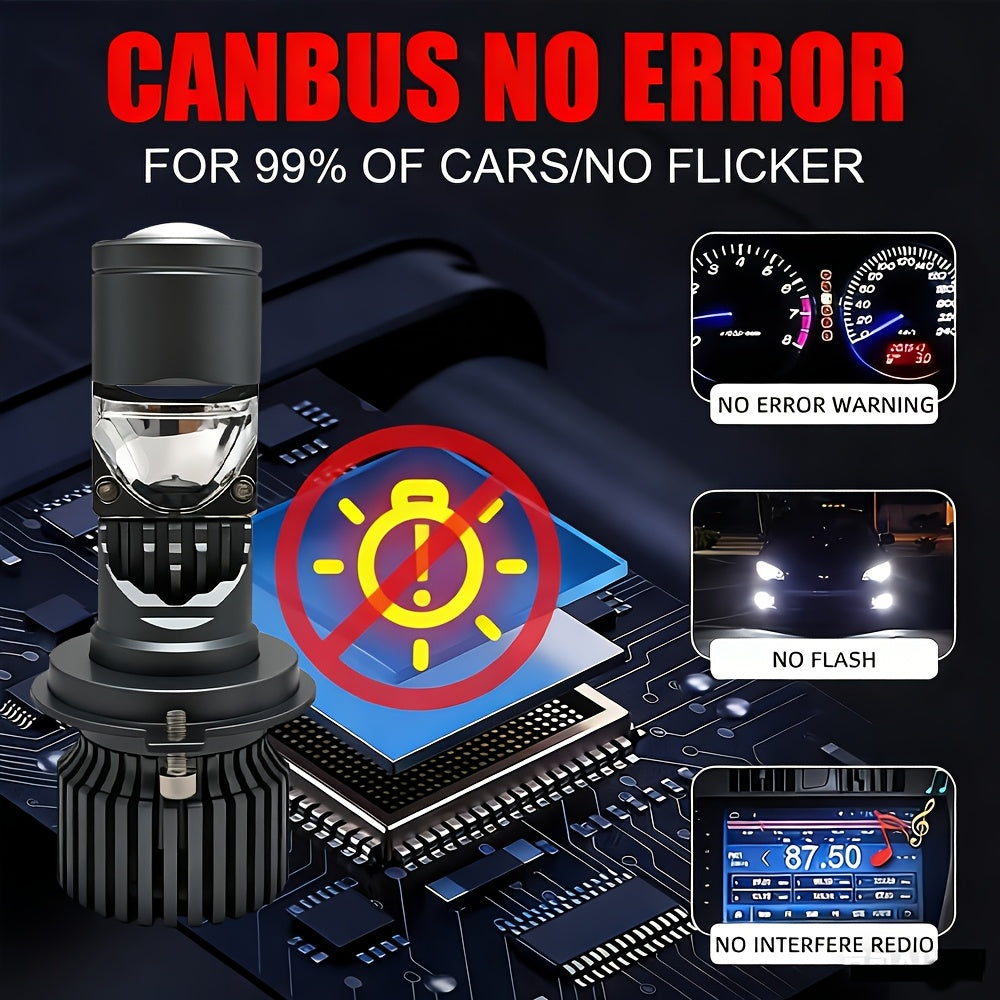 Automotive 2PCS LED Car Lights - H4/9003/HB2 - 59800LM, 350W High/Low Beam, 6500K Cool White Light, Suitable for Various Environments, Ultra-High Cooling Fan, Plug-and-Play, No Battery Needed