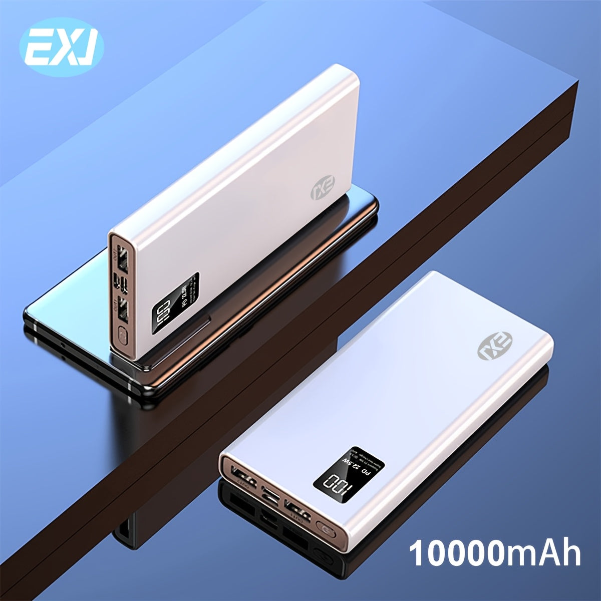 EXJ 22.5W Fast Charging Power Bank 10000/20000mAh LED Digital Display Dual USB Type-C Safe Lithium Polymer Battery Portable Charger Compatible with iPhone & Android Travel & Daily Use