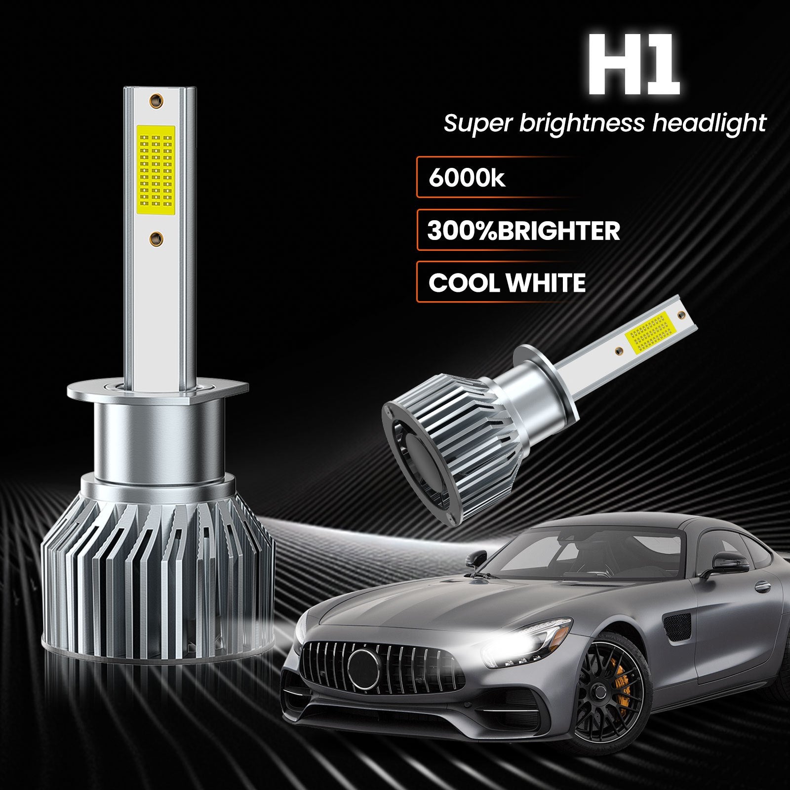 H1 TXBILMOO 2-Pack Combo LED Headlight Bulbs High/Low Beam Integrated High Brightness White Light 10000 Lumens