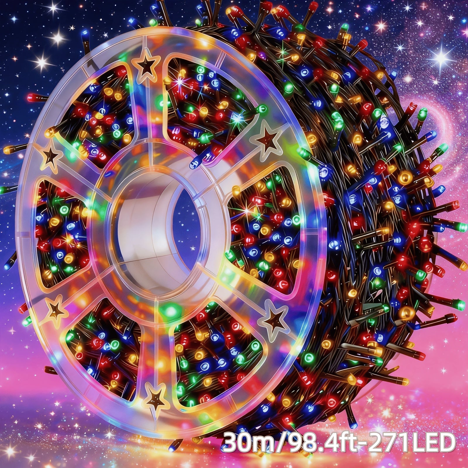 LED串灯 411颗/331颗/271颗/191颗灯珠 8种模式 IPX4级防溅户外仙女灯 适用于圣诞、情人节、复活节、万圣节、感恩节、跨年夜、独立日、光明节、排灯节、婚礼、花园、阳台、露台、派对装饰