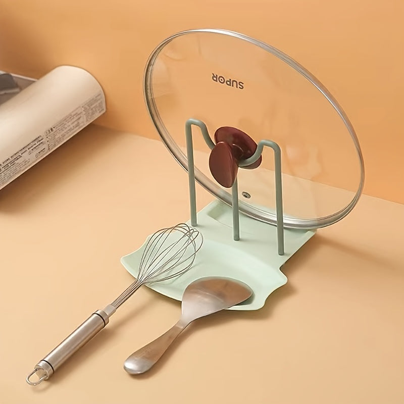 Reusable Pot Lid Holder with Spoon Rest, Multi-function Rack for Pots Pans Bowls, Also Usable as Cutting Board Stand, Ideal Solution for Neat and Efficient Kitchen Organization