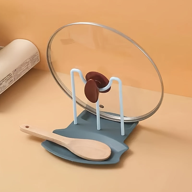 Reusable Pot Lid Holder with Spoon Rest, Multi-function Rack for Pots Pans Bowls, Also Usable as Cutting Board Stand, Ideal Solution for Neat and Efficient Kitchen Organization