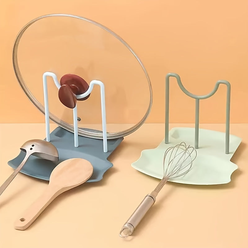Reusable Pot Lid Holder with Spoon Rest, Multi-function Rack for Pots Pans Bowls, Also Usable as Cutting Board Stand, Ideal Solution for Neat and Efficient Kitchen Organization
