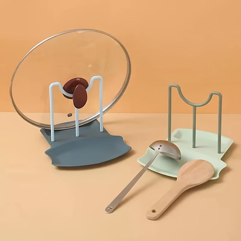 Reusable Pot Lid Holder with Spoon Rest, Multi-function Rack for Pots Pans Bowls, Also Usable as Cutting Board Stand, Ideal Solution for Neat and Efficient Kitchen Organization