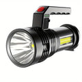 1Pc High-Intensity LED Flashlight, COB Side Floodlight, USB Rechargeable, 4 Lighting Modes, Compact Searchlight with Battery Indicator, Ideal for Work Home Safety Labor Emergency Lighting
