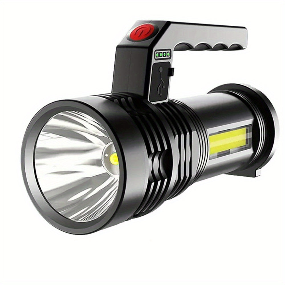 1Pc High-Intensity LED Flashlight, COB Side Floodlight, USB Rechargeable, 4 Lighting Modes, Compact Searchlight with Battery Indicator, Ideal for Work Home Safety Labor Emergency Lighting