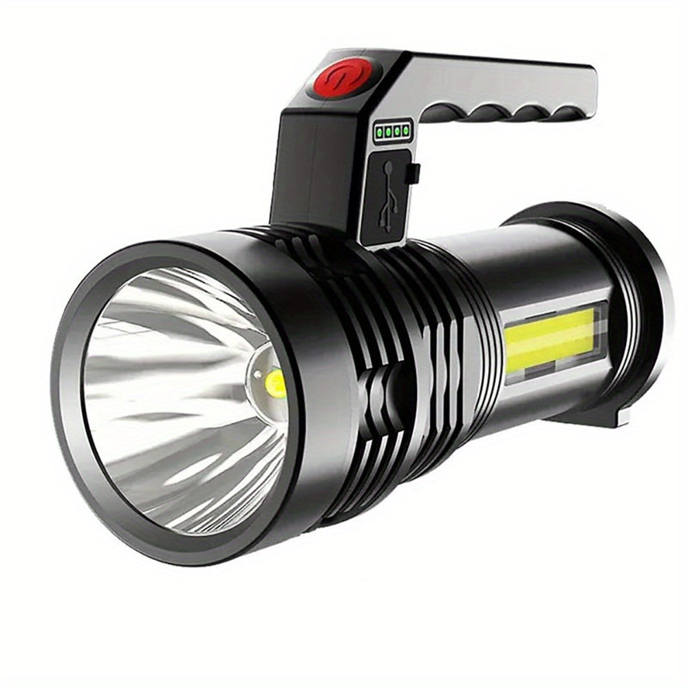 1Pc High-Intensity LED Flashlight, COB Side Floodlight, USB Rechargeable, 4 Lighting Modes, Compact Searchlight with Battery Indicator, Ideal for Work Home Safety Labor Emergency Lighting