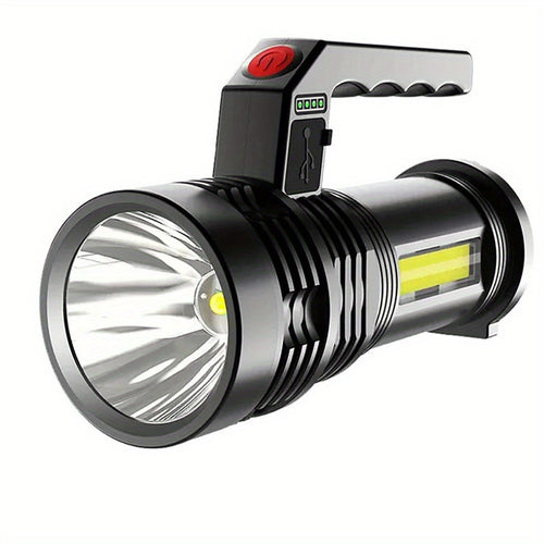 1Pc High-Intensity LED Flashlight, COB Side Floodlight, USB Rechargeable, 4 Lighting Modes, Compact Searchlight with Battery Indicator, Ideal for Work Home Safety Labor Emergency Lighting