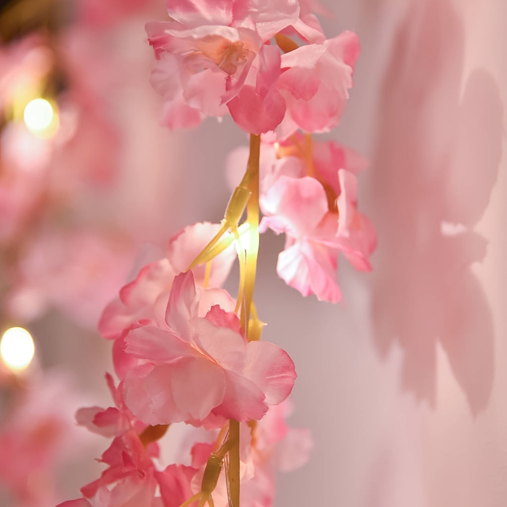 30颗LED樱花灯串庭院灯 新年装饰品 粉色樱花藤蔓装饰 适用于感恩节、情人节、母亲节、复活节等各类节日派对装饰