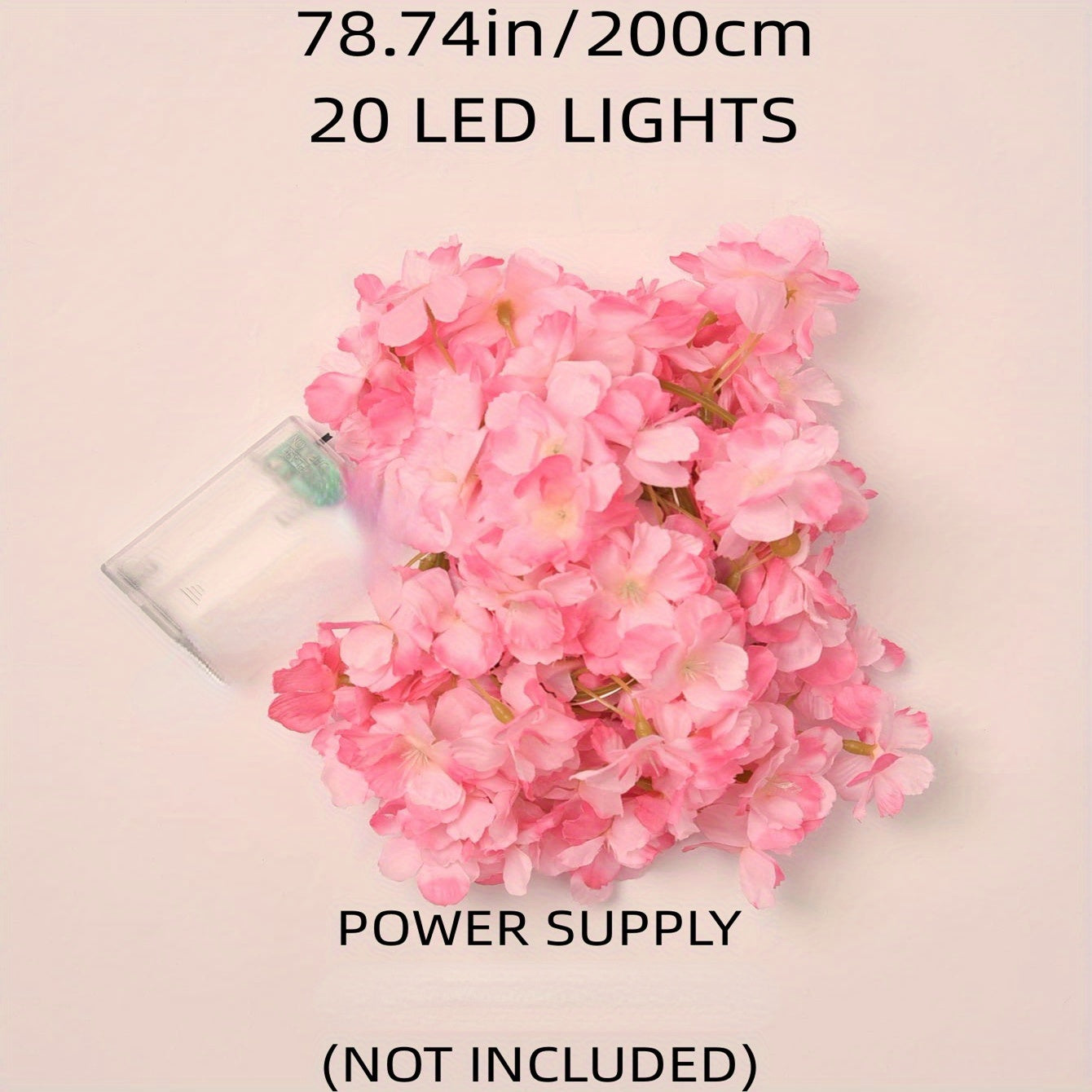 30颗LED樱花灯串庭院灯 新年装饰品 粉色樱花藤蔓装饰 适用于感恩节、情人节、母亲节、复活节等各类节日派对装饰