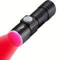 1 Red LED Flashlight, Zoomable Flashlight, USB Rechargeable Outdoor Camping Light, Ideal for Inspection
