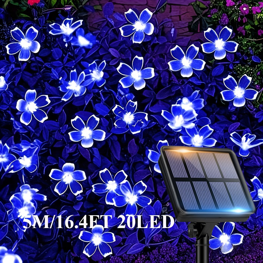Solar Cherry Blossom String Light 100/50/20 LED Beads Flower Decorative Fairy Light Outdoor 8 Modes IPX4 Waterproof Fence Lawn Garden Trees Wedding Halloween Christmas Decorative Light
